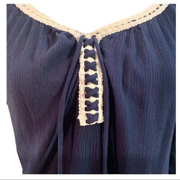 WOMEN’S Grey & Gray blue boho cold shoulder top - Picture 2 of 8